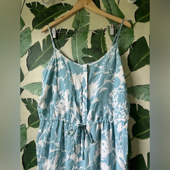 GAP Blue Floral Tank Drawstring waist Jumpsuit Size M Tall - Picture 3 of 9